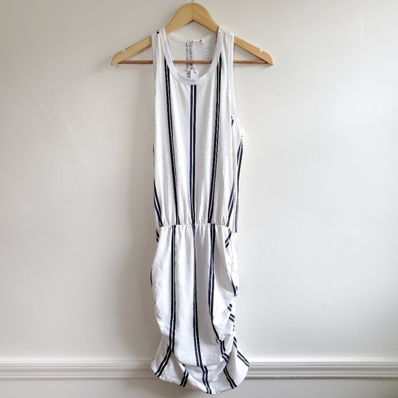 SUNDRY Striped Sleeveless Ruched Dress NWT Size 0/Small - Picture 9 of 16